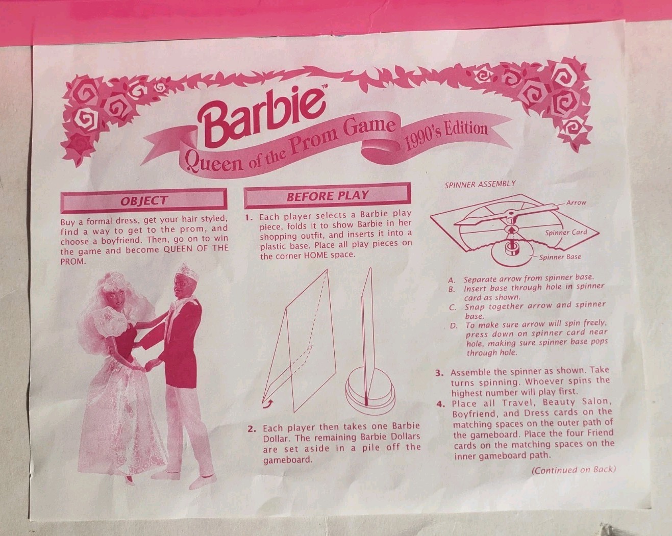 Vtg 1991 Barbie Queen Of The Prom Board Game COMPLETE 1990’s Edition Golden Game