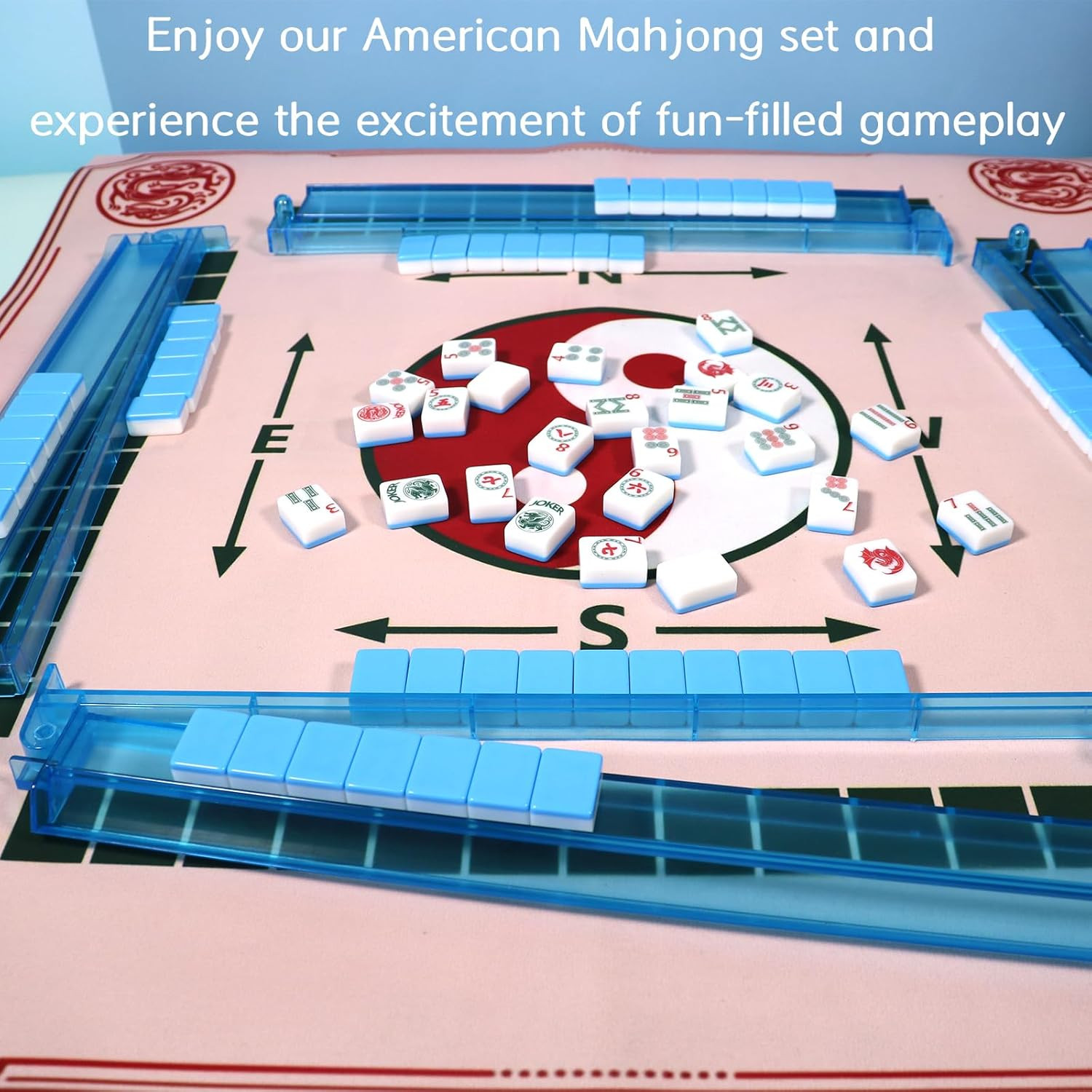 160 Pcs American Mahjong Tile Set | Elegant Vintage Luxury Style with Blue Back