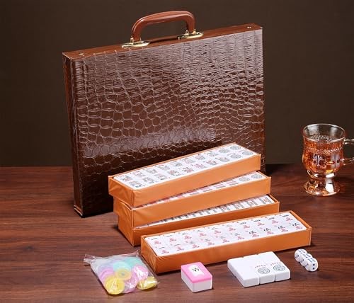 Mose Cafolo American Mahjong Set 166 Engraved Tiles Travel Case Game Accessories