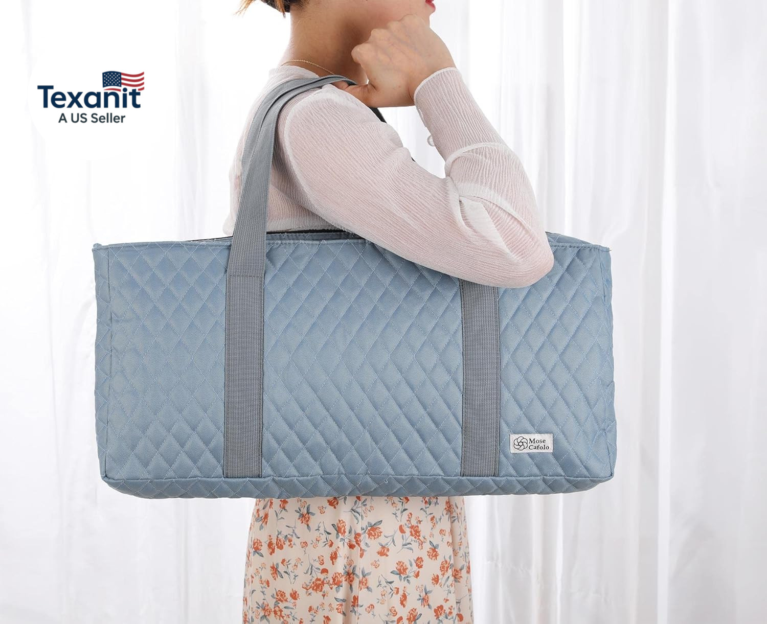 American Mahjong Game Set – Pearl Gray Quilted Soft Bag – 166 White Engraved Til