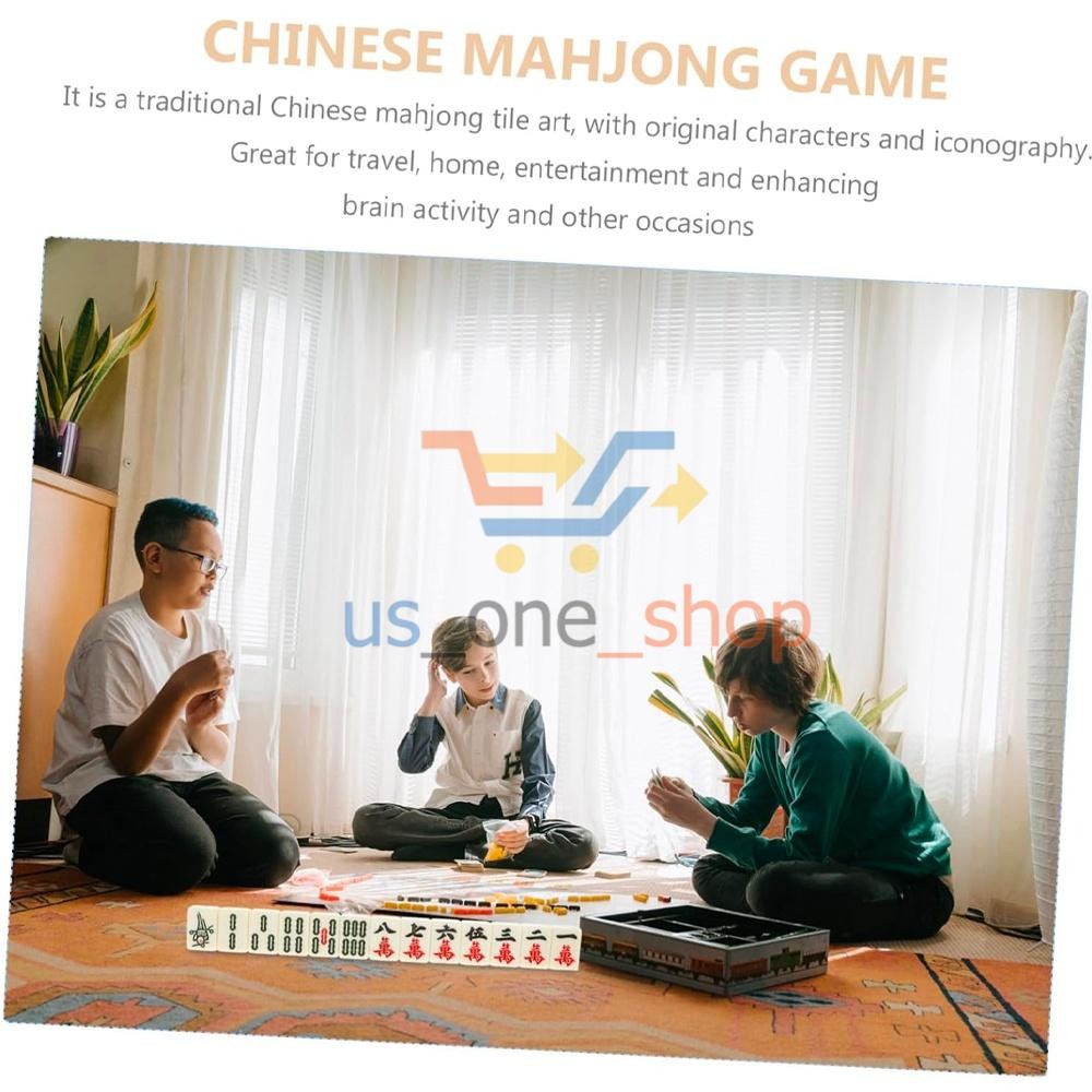 Vintage Chinese Mahjong Set Traditional 144 Tiles Mah-Jong Game Set w/ Case Box