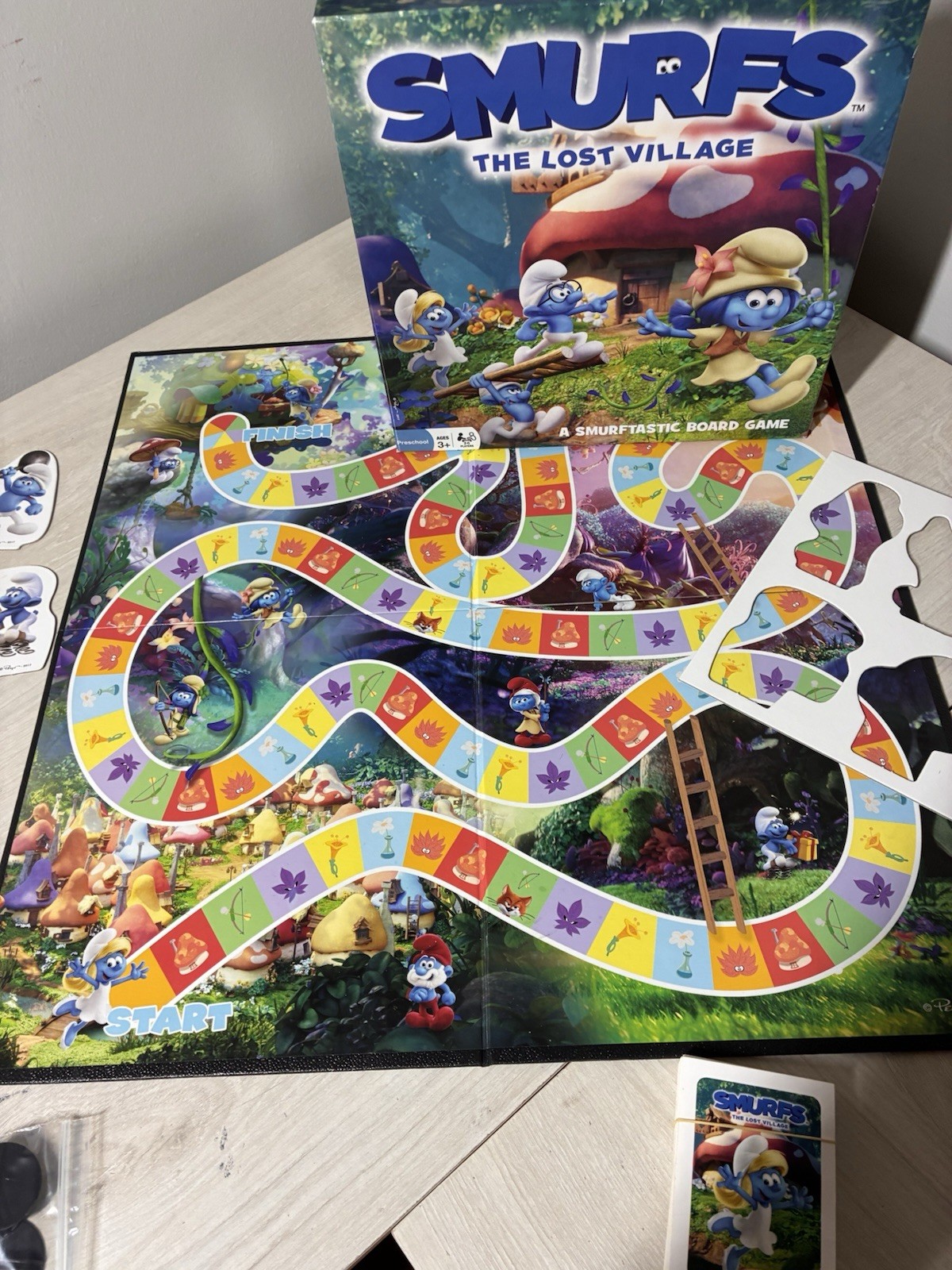 Smurfs The Lost Village Board Game 2017 Outset Complete RARE Family Strategy