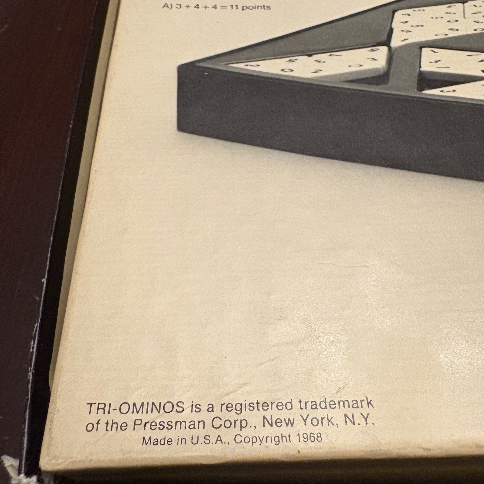 1968 Pressman Deluxe Tri-Ominos Game 4423 Ivory Crystalline Tiles