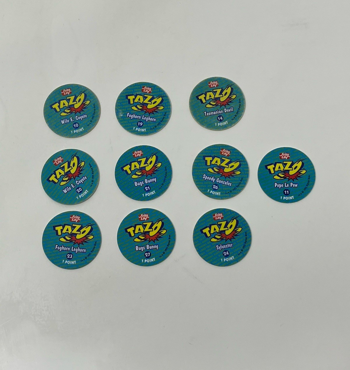 Lot Of 10 Pogs Tazos 1995 Looney Tunes Vintage Chetoos Sabritas