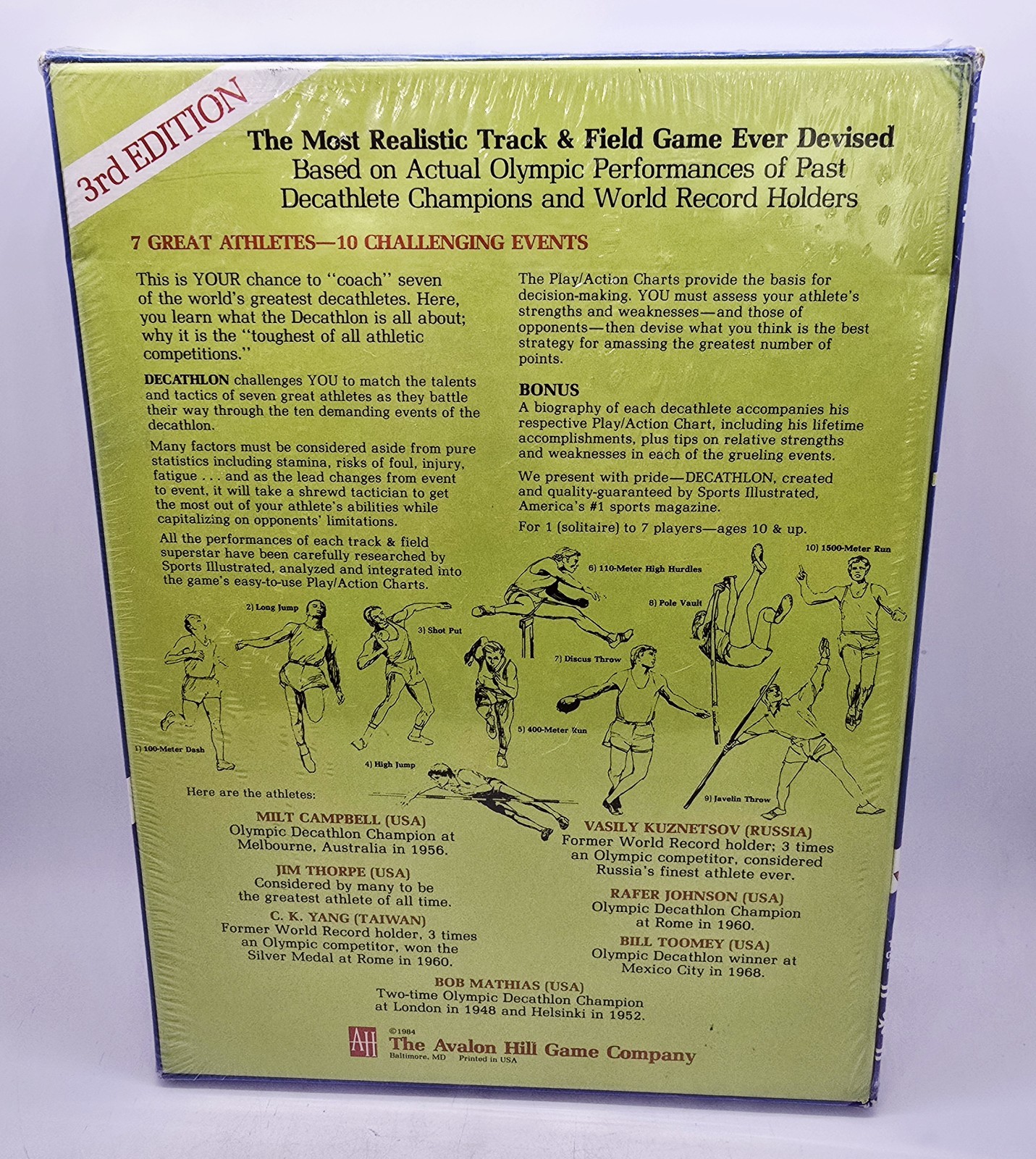 Rare Sports Illustrated: Decathlon Board Game Avalon Hill 3rd Edition New Sealed