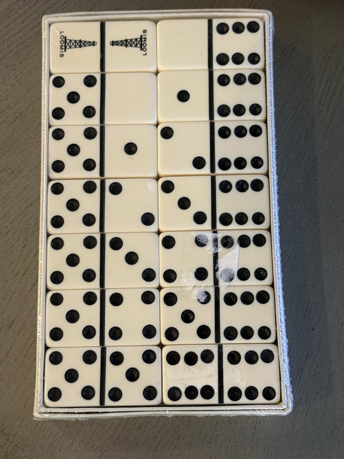 Dominoes Extra Thick Marblelike Double Six Branded Loomis Corp Oil Derrick USA