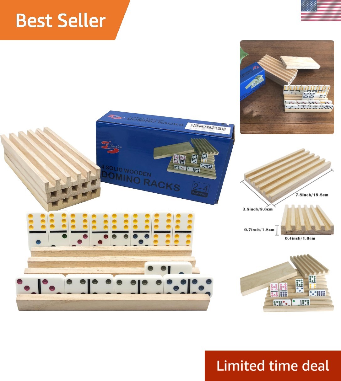 High-Quality Wooden Domino Trays – Set of 4 for Organized Play and Storage