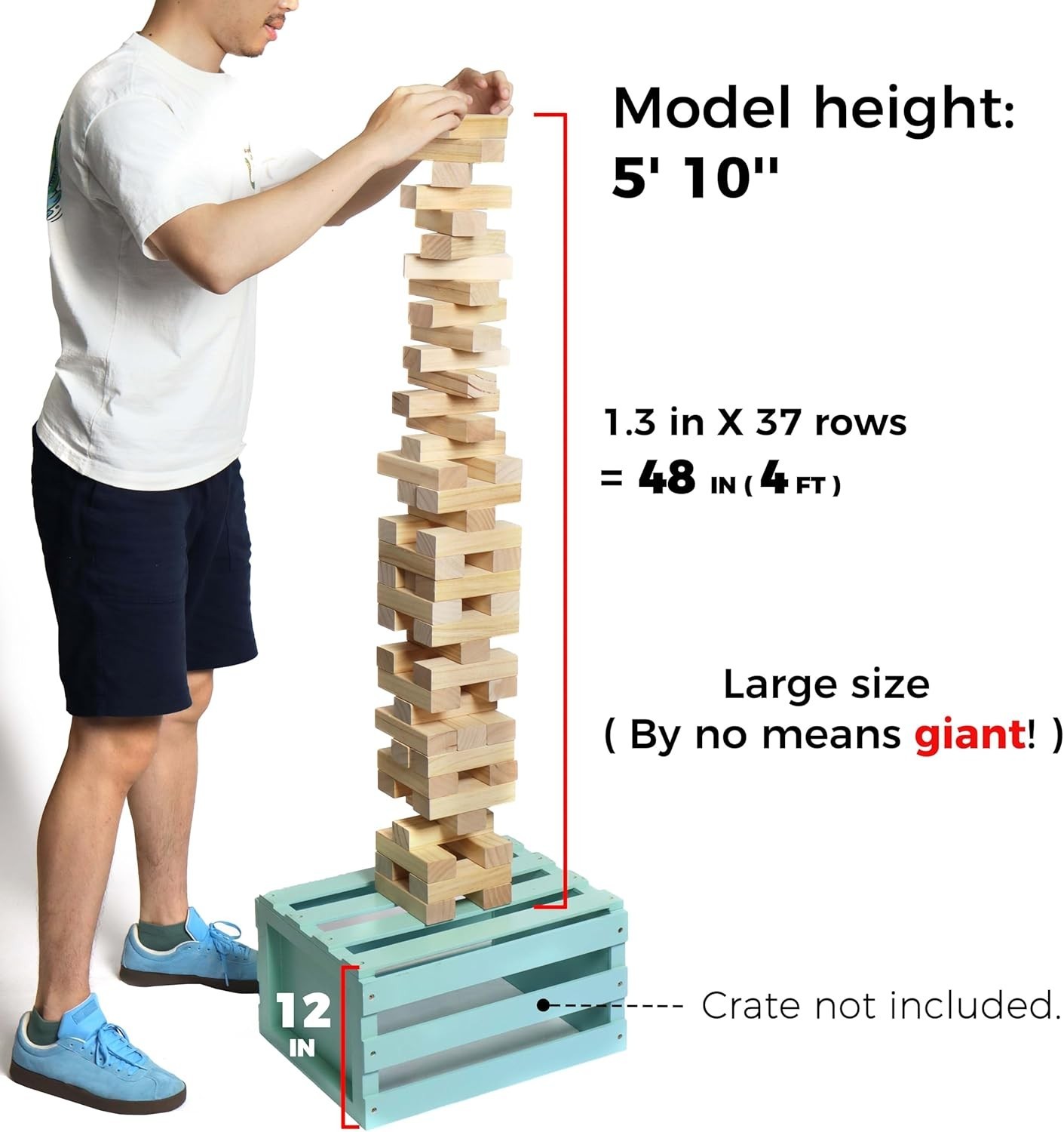 Outdoor Tower Game: 54 Large Stacking Blocks with Carry Bag & Scoreboard