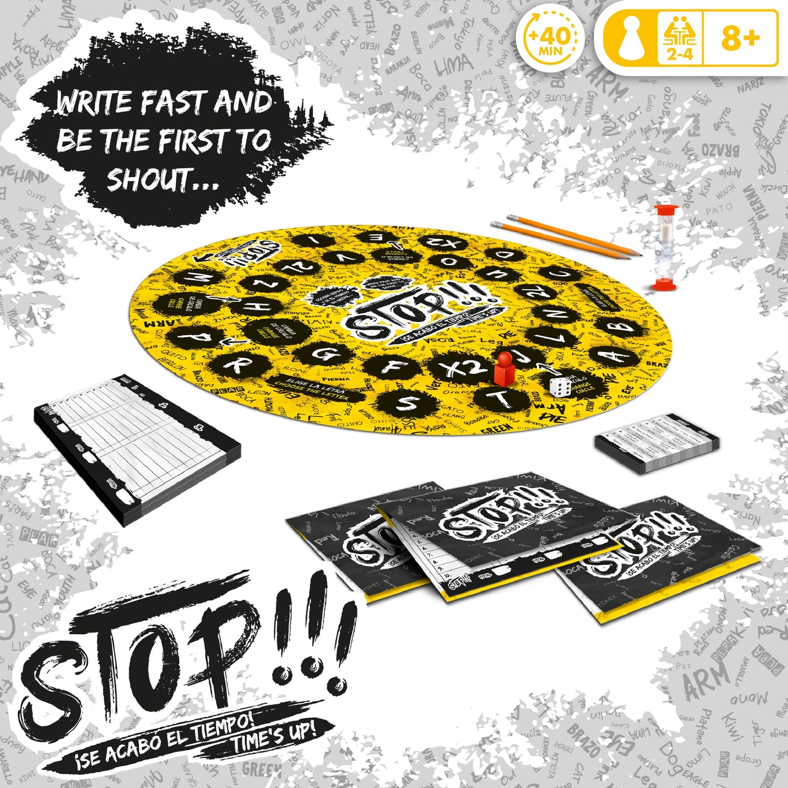 Stop Board Game for Family and Friends Includes Game Board Folders Pencils No…