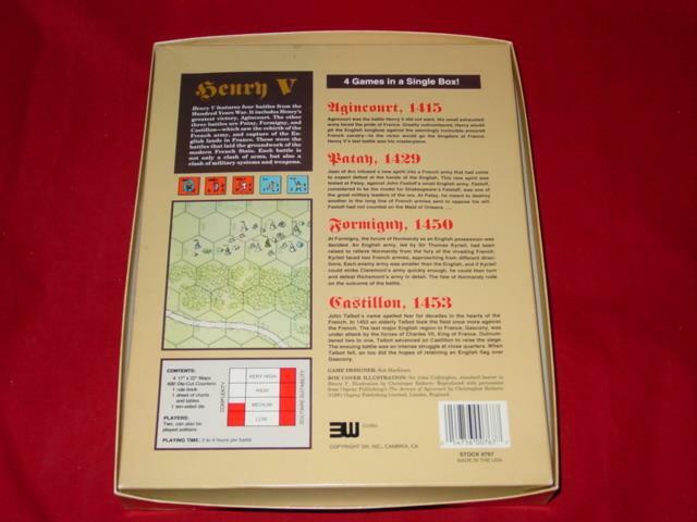 3W – HENRY V – 4 Battles from the Hundred Years War Game (PUN) EX RARE