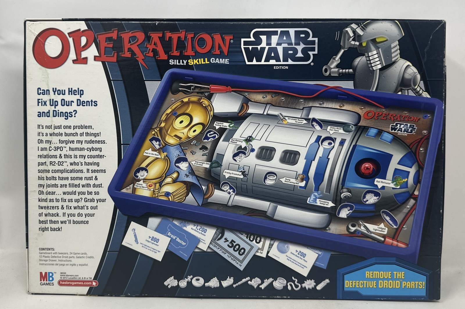 Operation Star Wars R2-D2 Board Game Complete Tested Working Hasbro 2012 Clean!