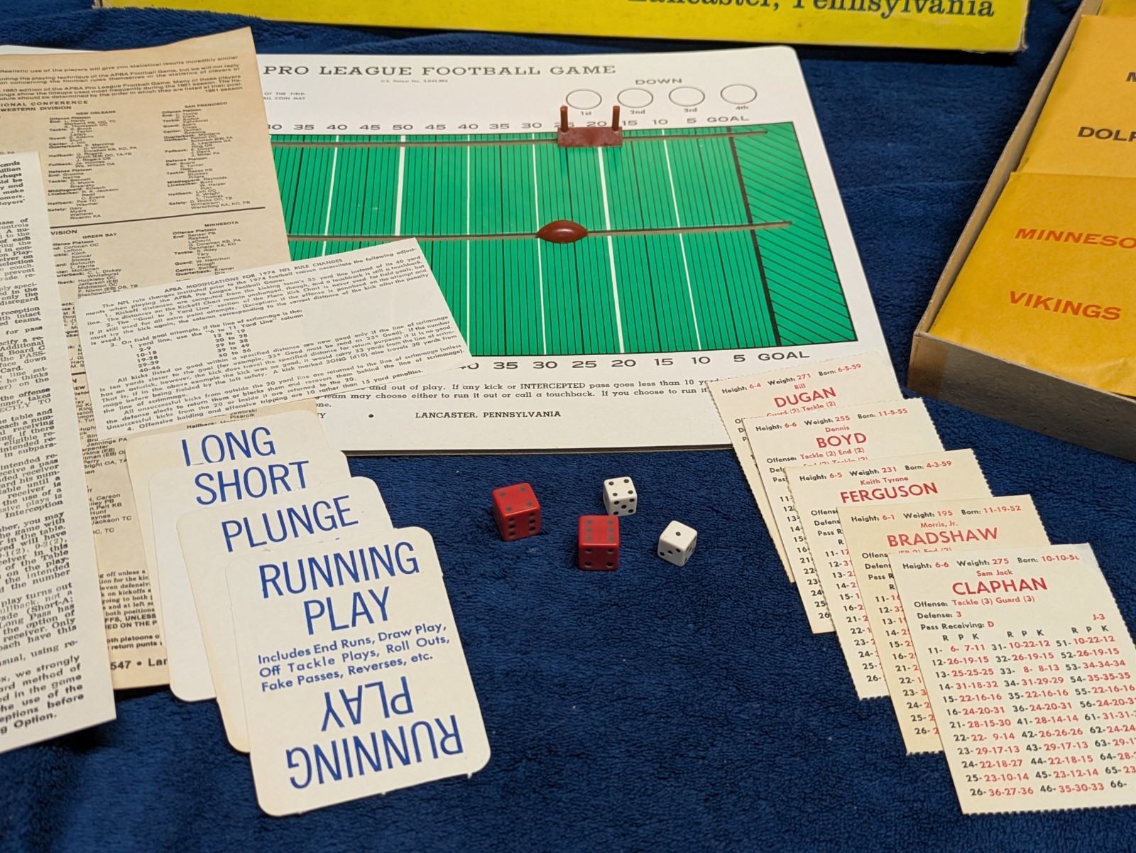 APBA Pro League Football Strategy Sports Game 1981 Not Complete Nice Condition