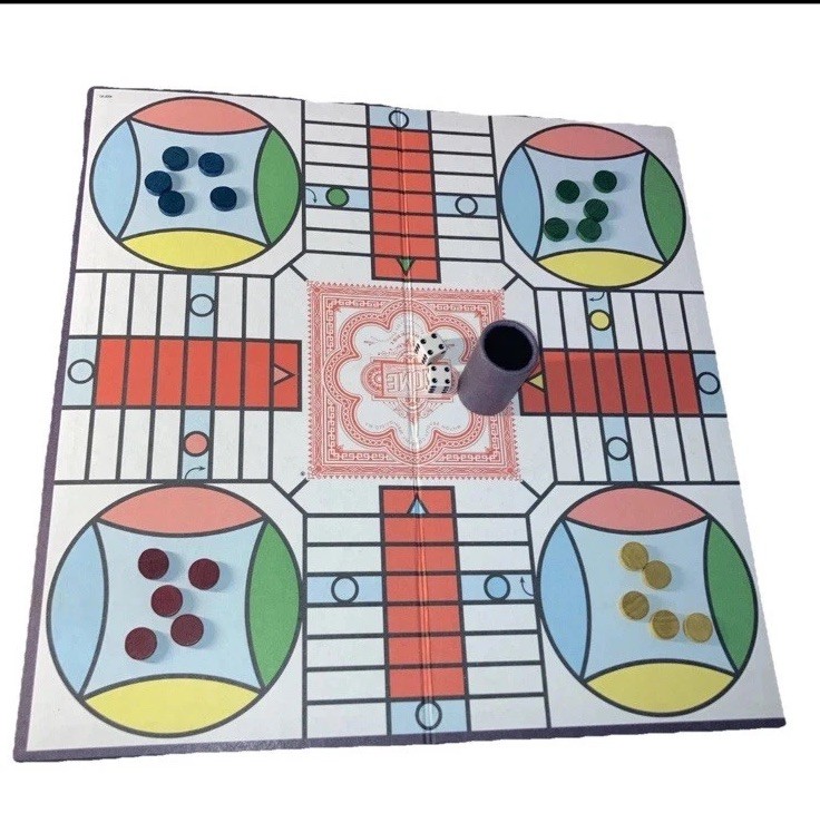 Vintage Milton Bradley Parcheesi Board Game 1989 Complete Extra Player Pieces