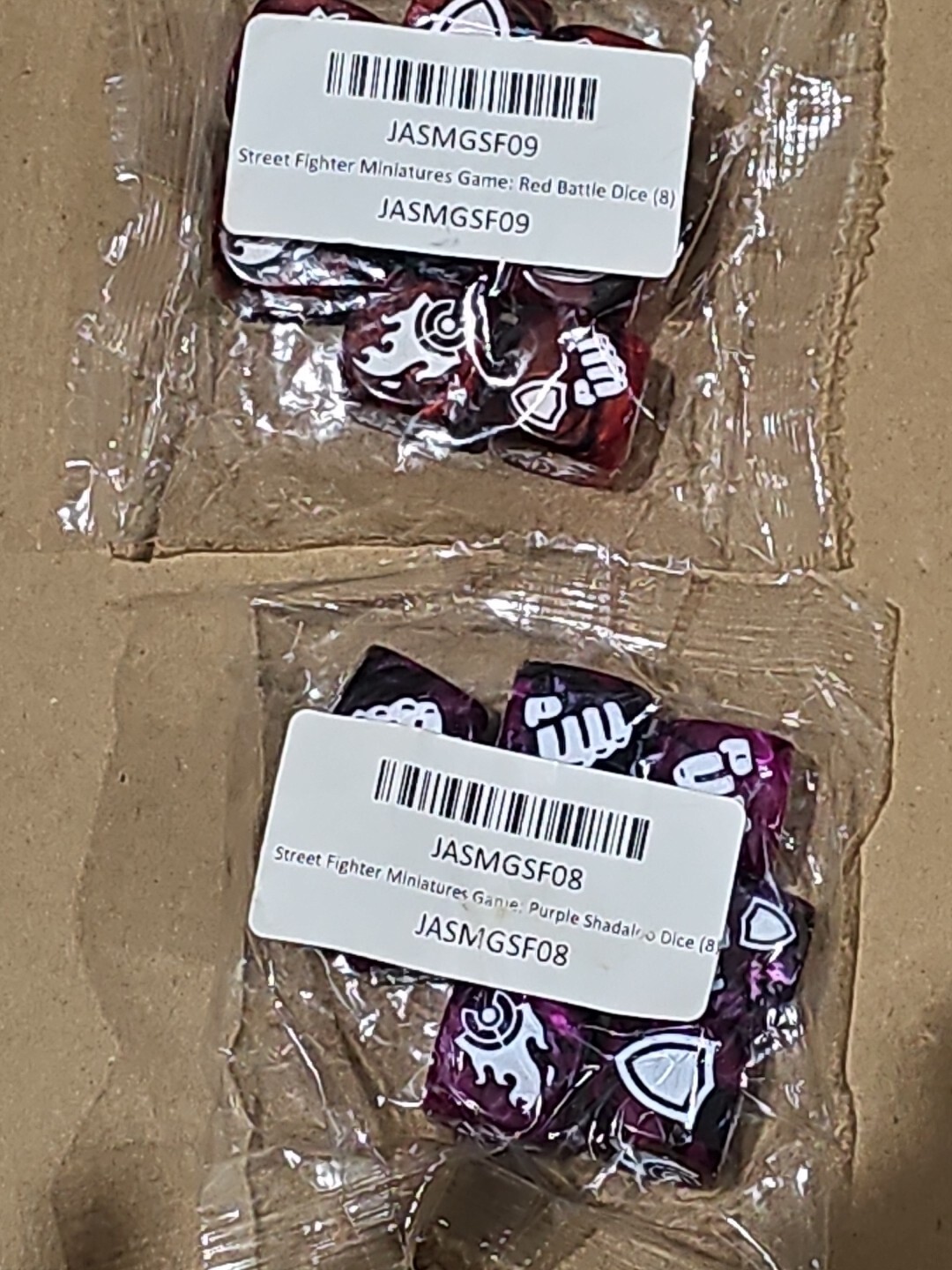 Purple Shadaloo & Red Battle Dice Set Street Fighter Miniatures Board Game New