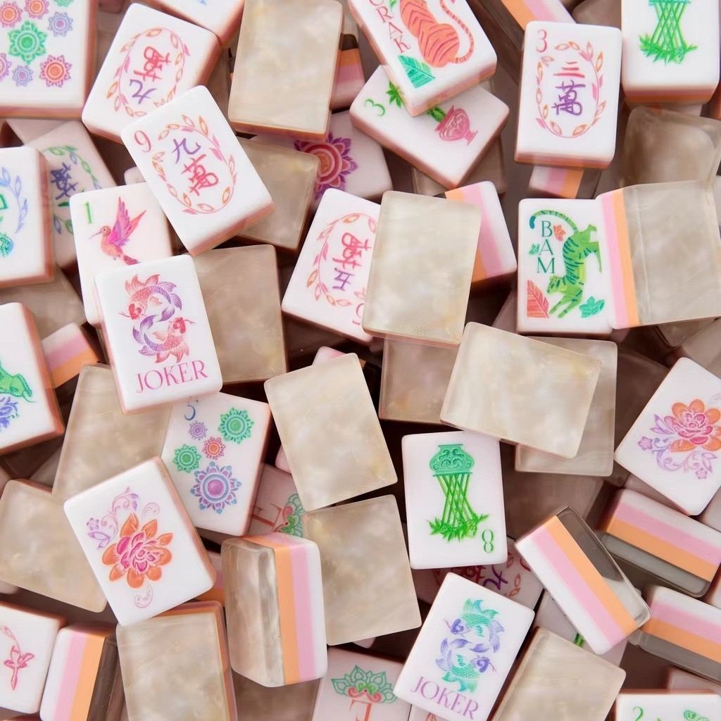 160 Pearl Patterned Crystal American Mahjong Tiles, Suitable for Family, Friends
