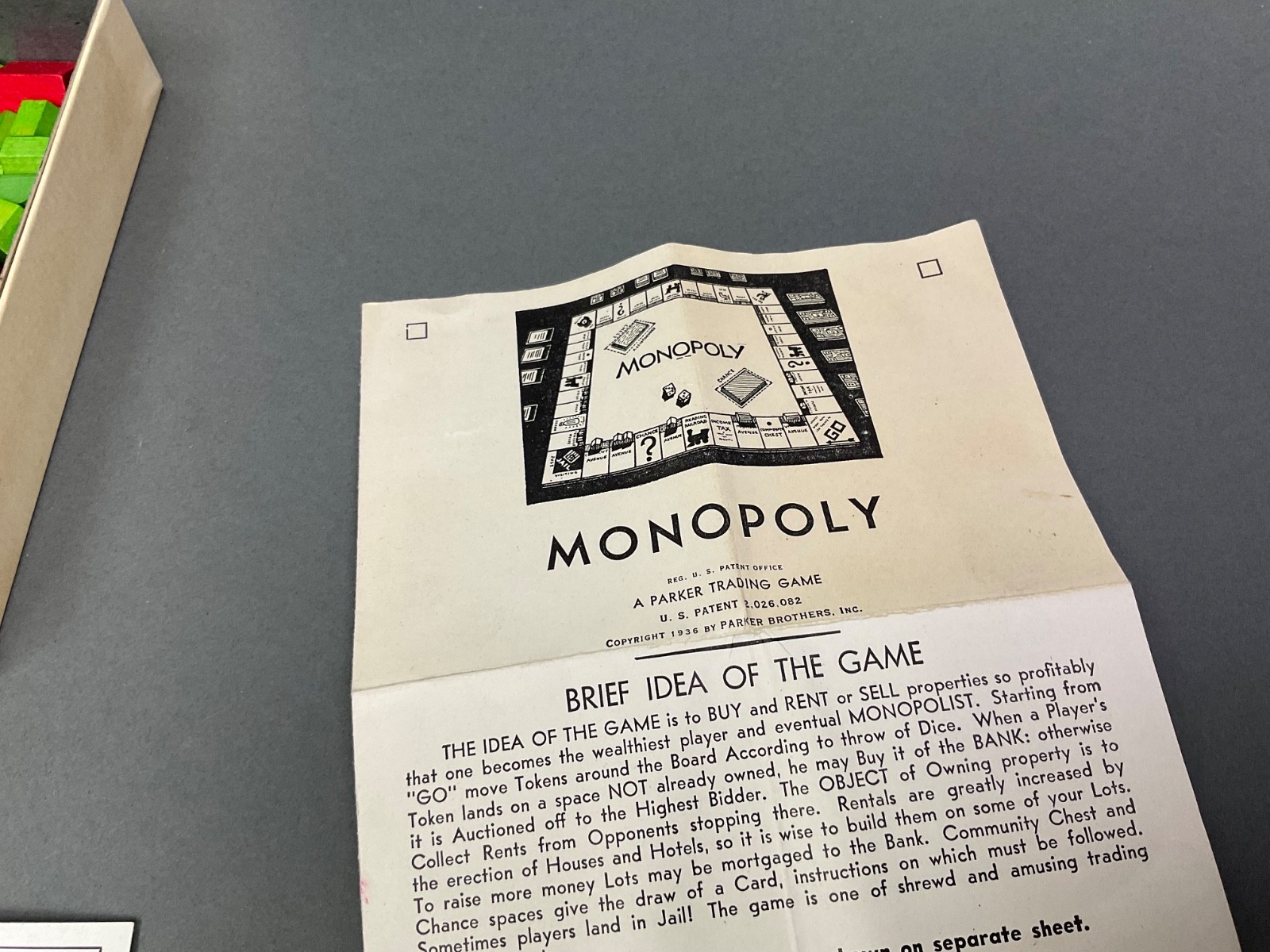 1935 Original Parker Brothers Monopoly Game 1st Edition? w/ wood pieces Complete