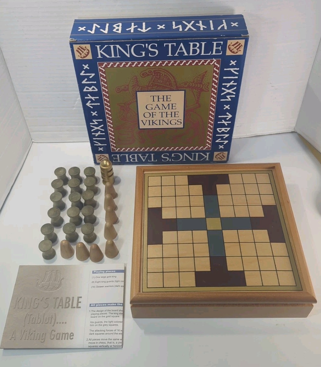 King’s Table The Game of The Vikings Complete In Box w/ Rules Wooden Board Game