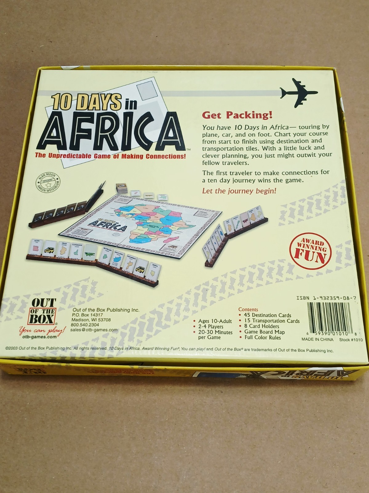 2003 10 DAYS IN AFRICA Board Game = Out of the Box Games = Complete