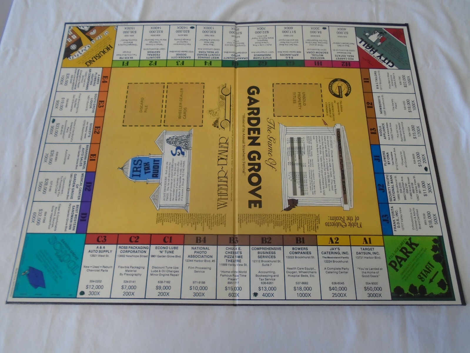 Wheeler Dealer Garden Grove OC California Monopoly Board Game [ Year 1980 ]