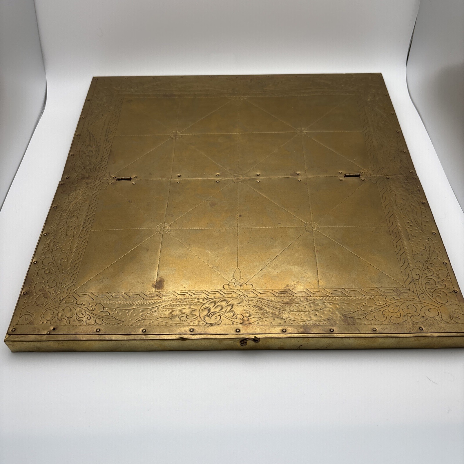 Bagh Chal Tigers & Goats Board Game – Nepal – Handmade Brass Folding Board only
