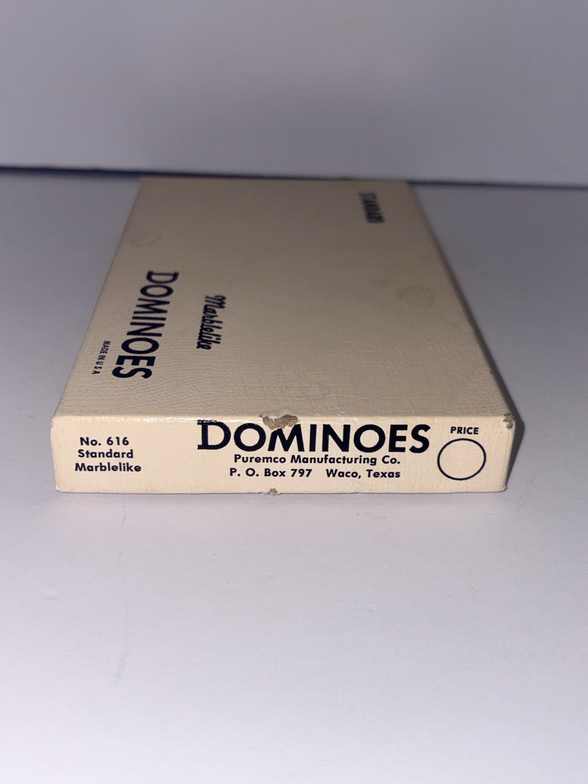 Vintage PUREMCO Standard White Marblelike Dominoes – In Box Made In USA
