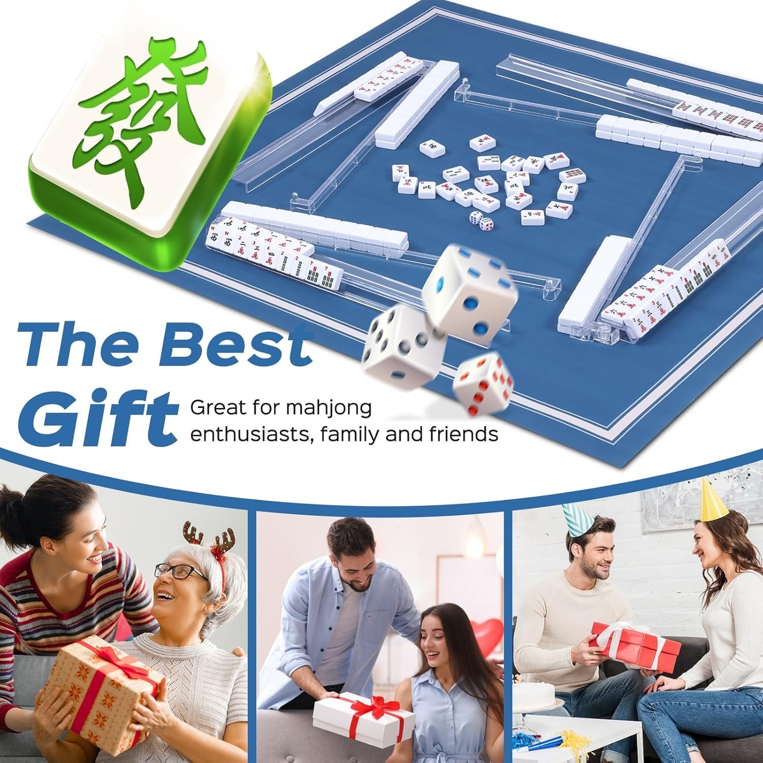 Mahjong Racks with Pushers, 4PCS Mahjong All-in-One Tile Rack and Pusher, Cle…
