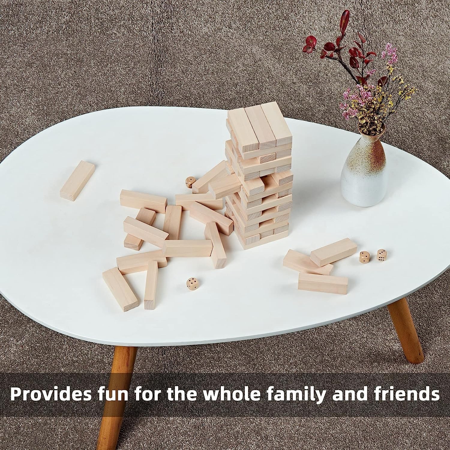 Mini Tumble Tower, 54PCS Wooden Stacking Game for Teens – Pine Stack Timber B…