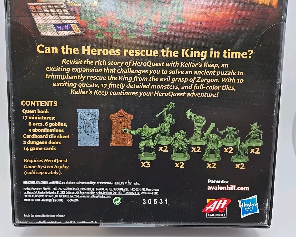 Avalon Hill HeroQuest Kellar’s Keep Board Game Expansion Pack Miniatures Hasbro
