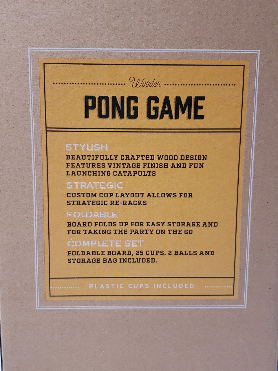 Refinery Wooden Foldable Tabletop Size Beer Pong Drinking Game With 25 Cups