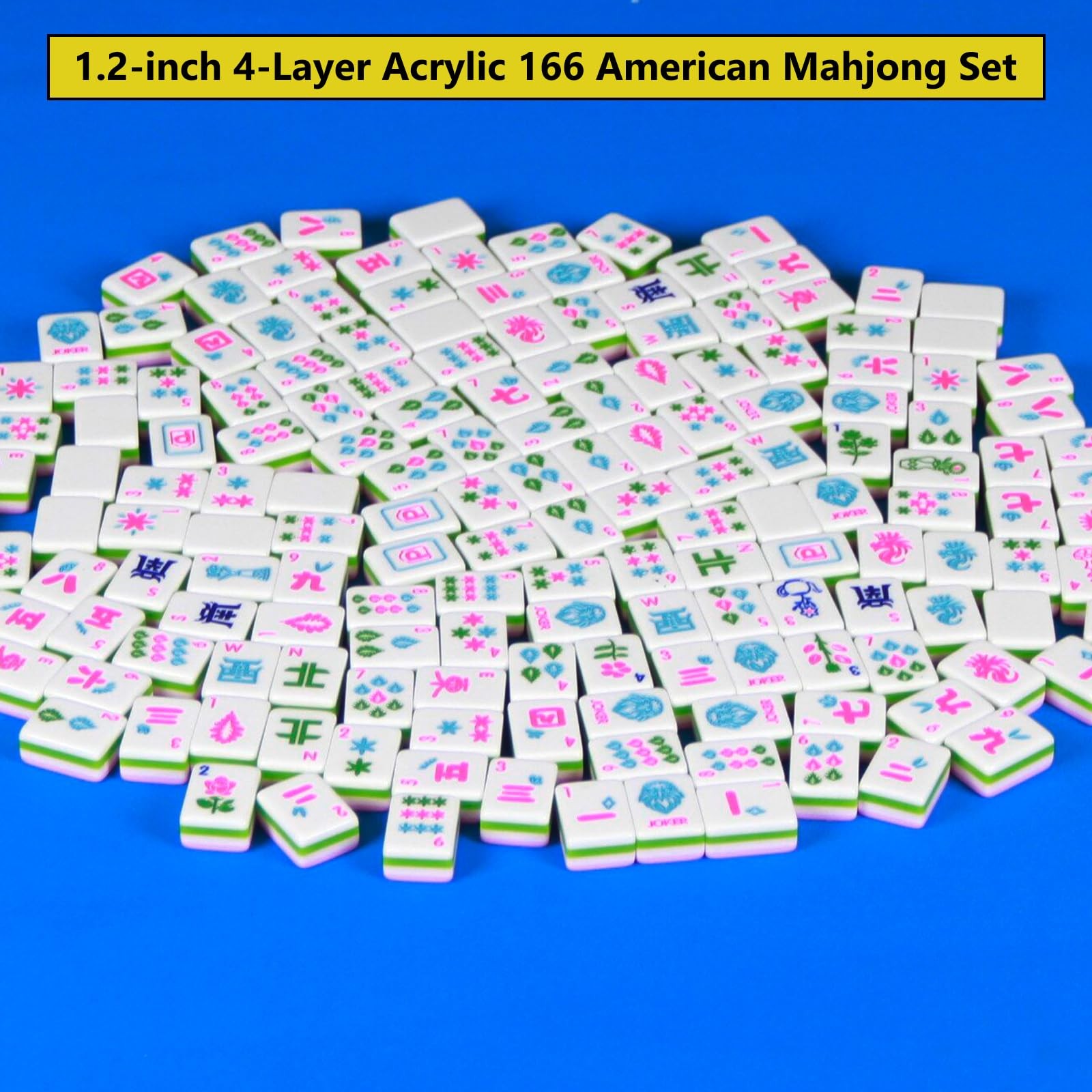 YINIUREN Pink 4 Layer Mahjong Set 166 American Mahjong Set 1.2-inch Acrylic M…
