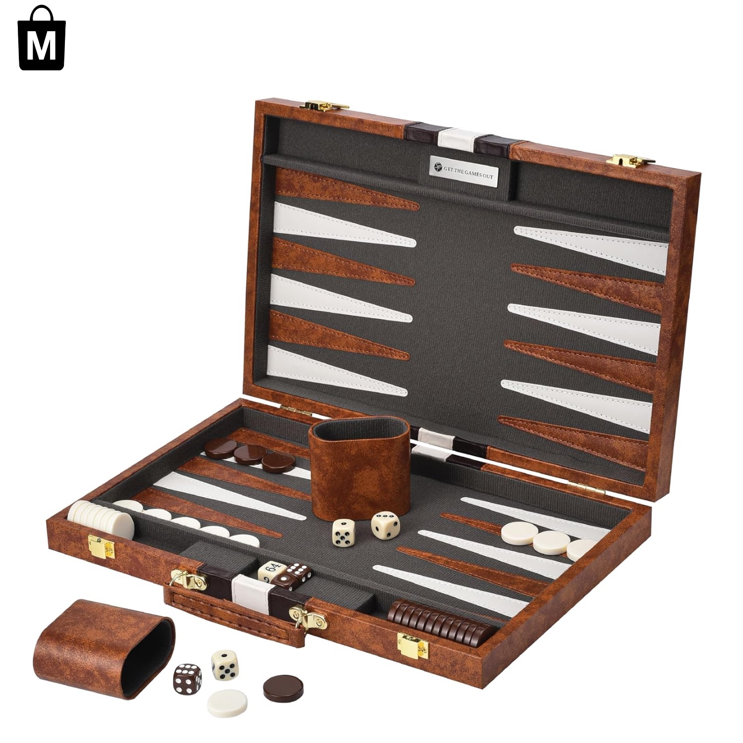 Portable Backgammon Game – Luxury Medium Set with Felt Interior for 2 Players