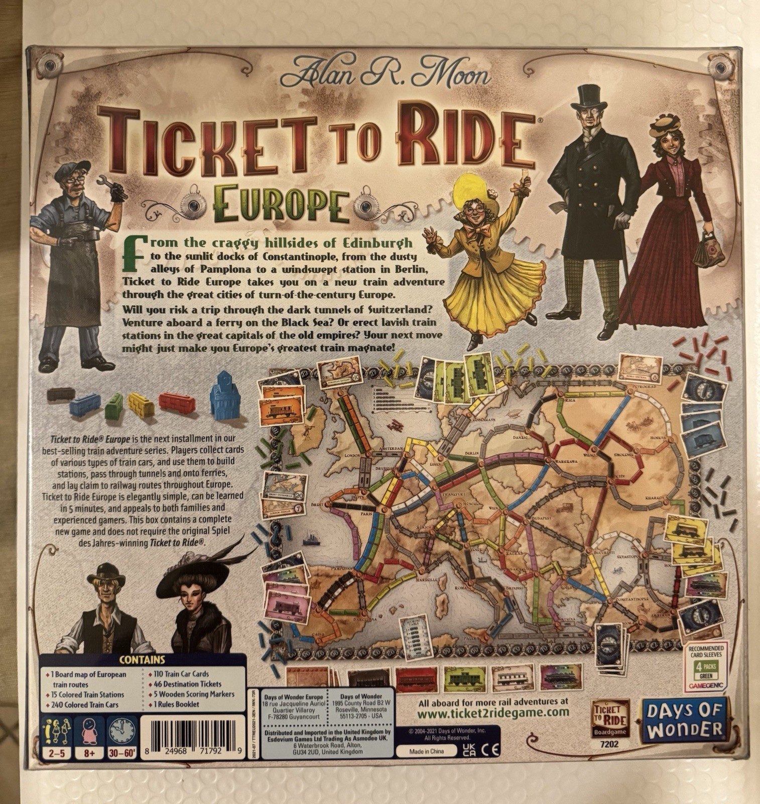 Ticket to Ride Europe Awarded Alan Moon Days Of Wonder Board Game-New & Sealed