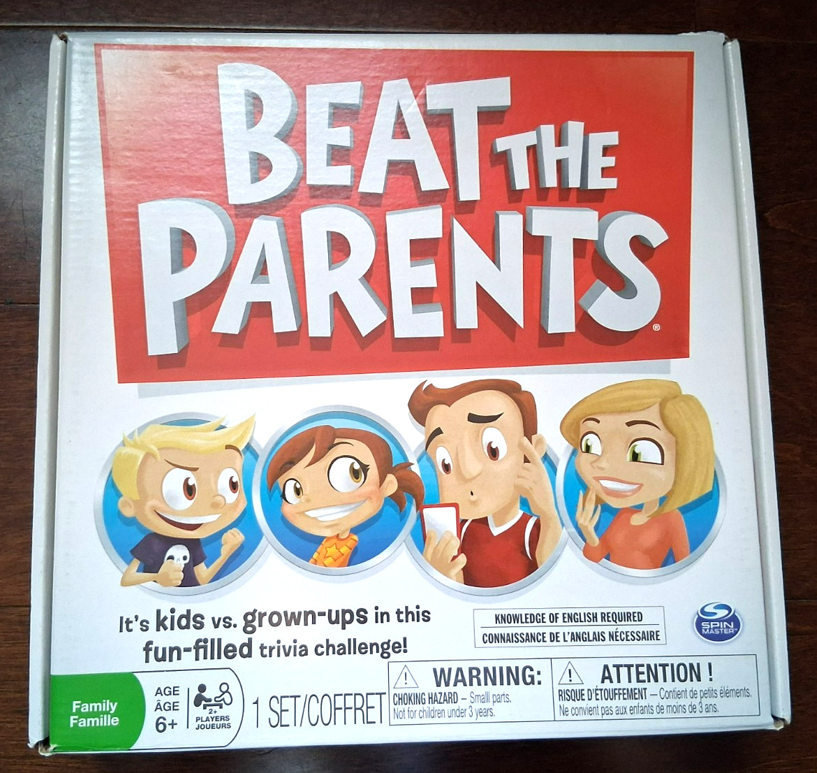 Beat the Parents Board Game Spin Master Kids vs Parents Trivia Open Box Unplayed