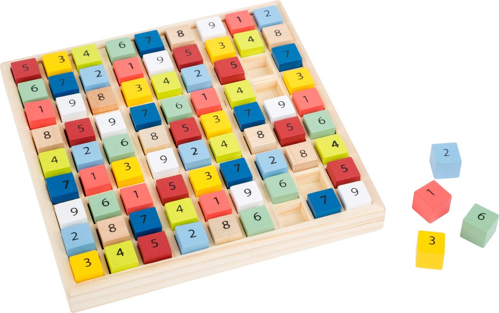 small foot 11164 Colourful Sudoku “Educate” made of wood, with 81 number cubes i