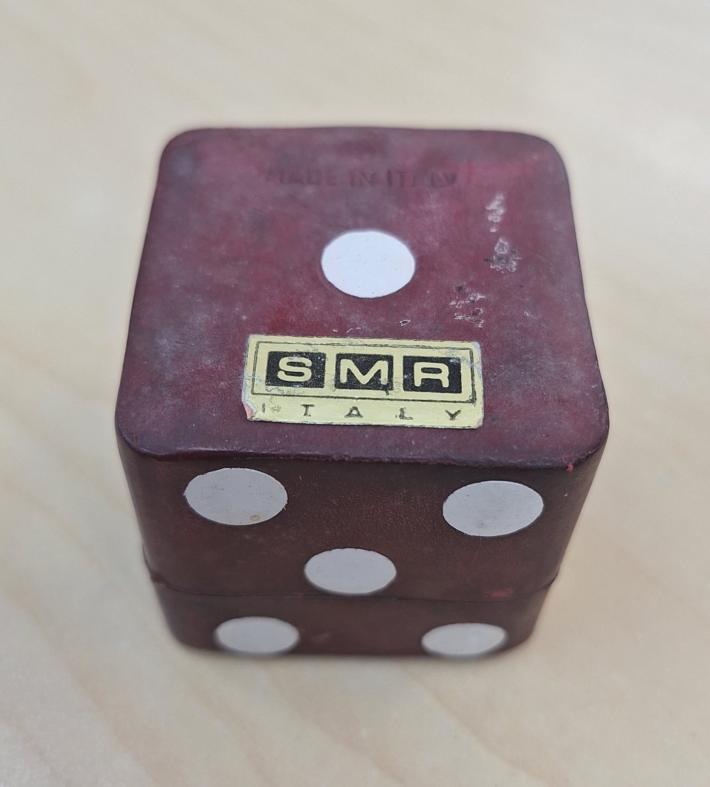 Vintage Italy Poker Dice Game In Leather Dice Case