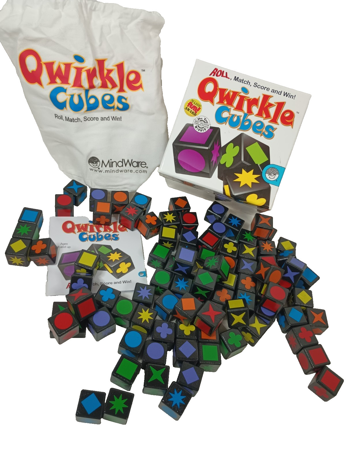 Qwirkle Cubes Game Mix Match Roll Win Mindware 2009 Dice Family Night Complete