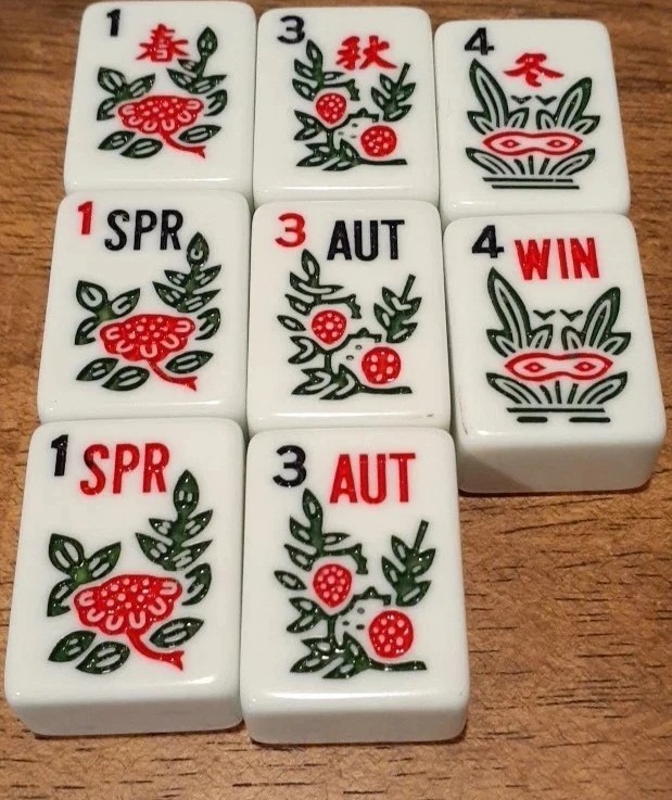 152 White Mahjong Tiles Traditional Western American Mah Jong Joker 1930g
