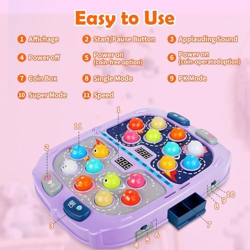 Interactive Whack-a-Mole Game for Kids, Educational Toy with Sound & Light, Gift