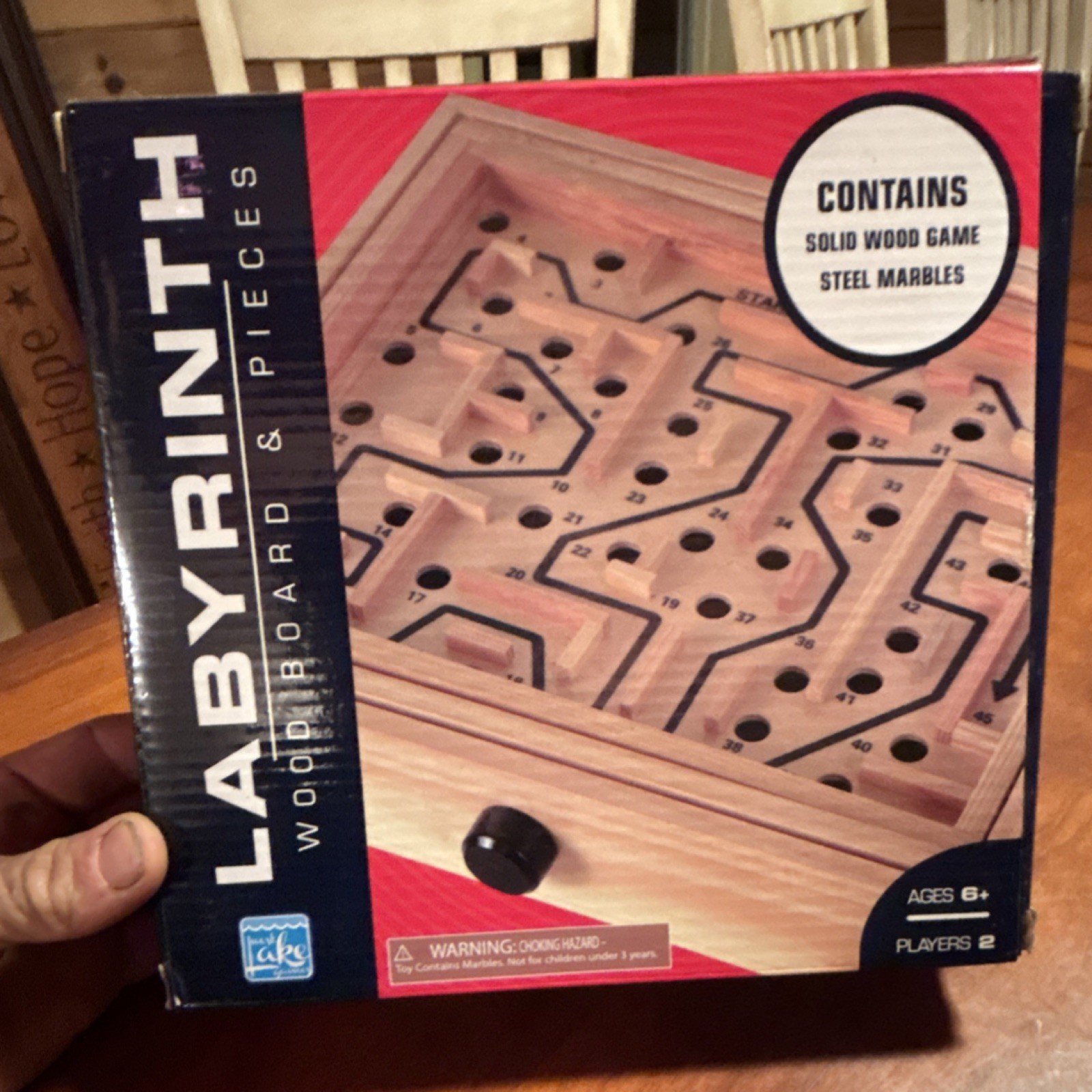 Labyrinth Solid Wood Skill Game with Steel Marble