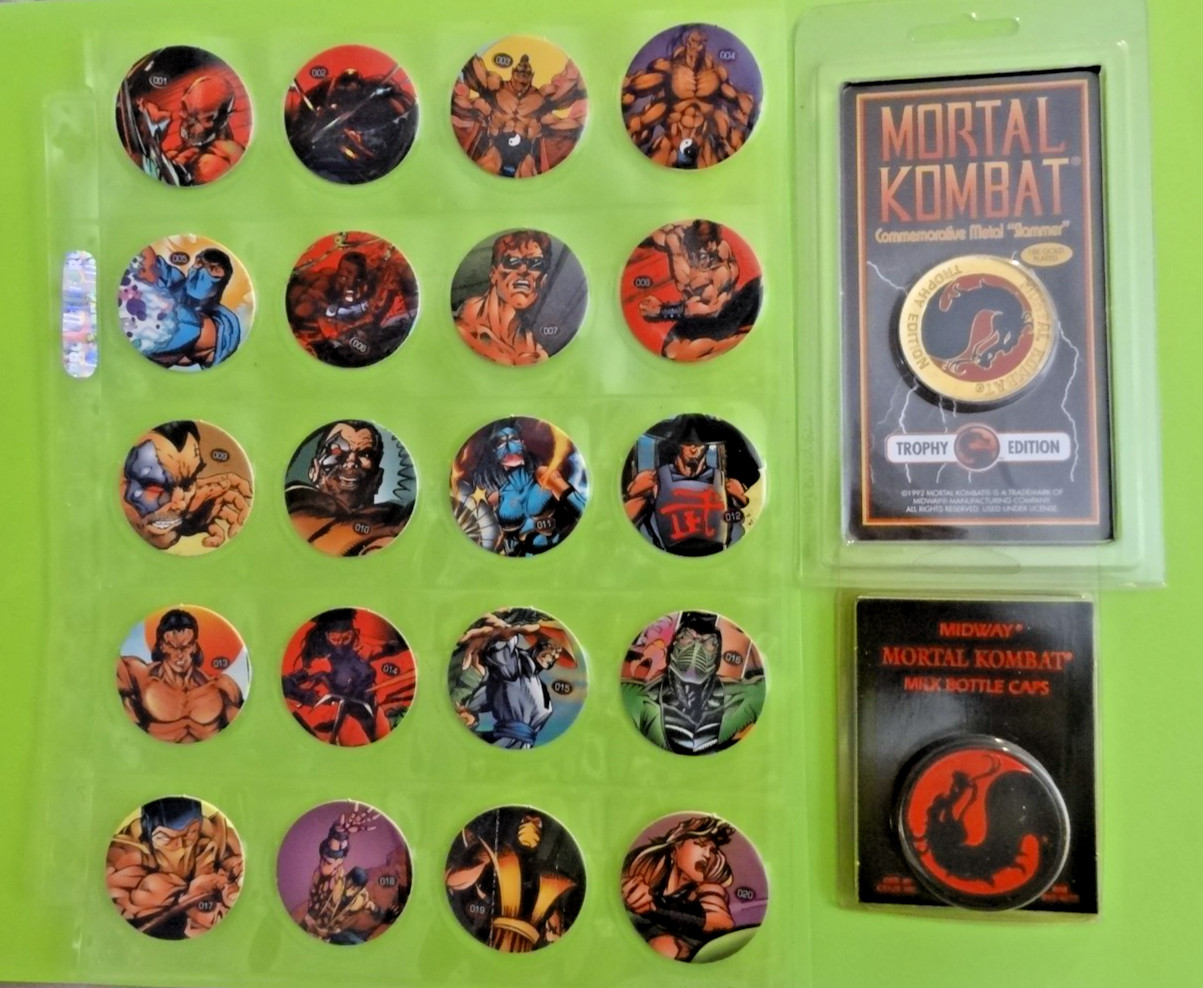 Pogs * Mortal Kombat * Pogs * Set of 20 * 18K Gold Plated Slammer * FREE SHIP *