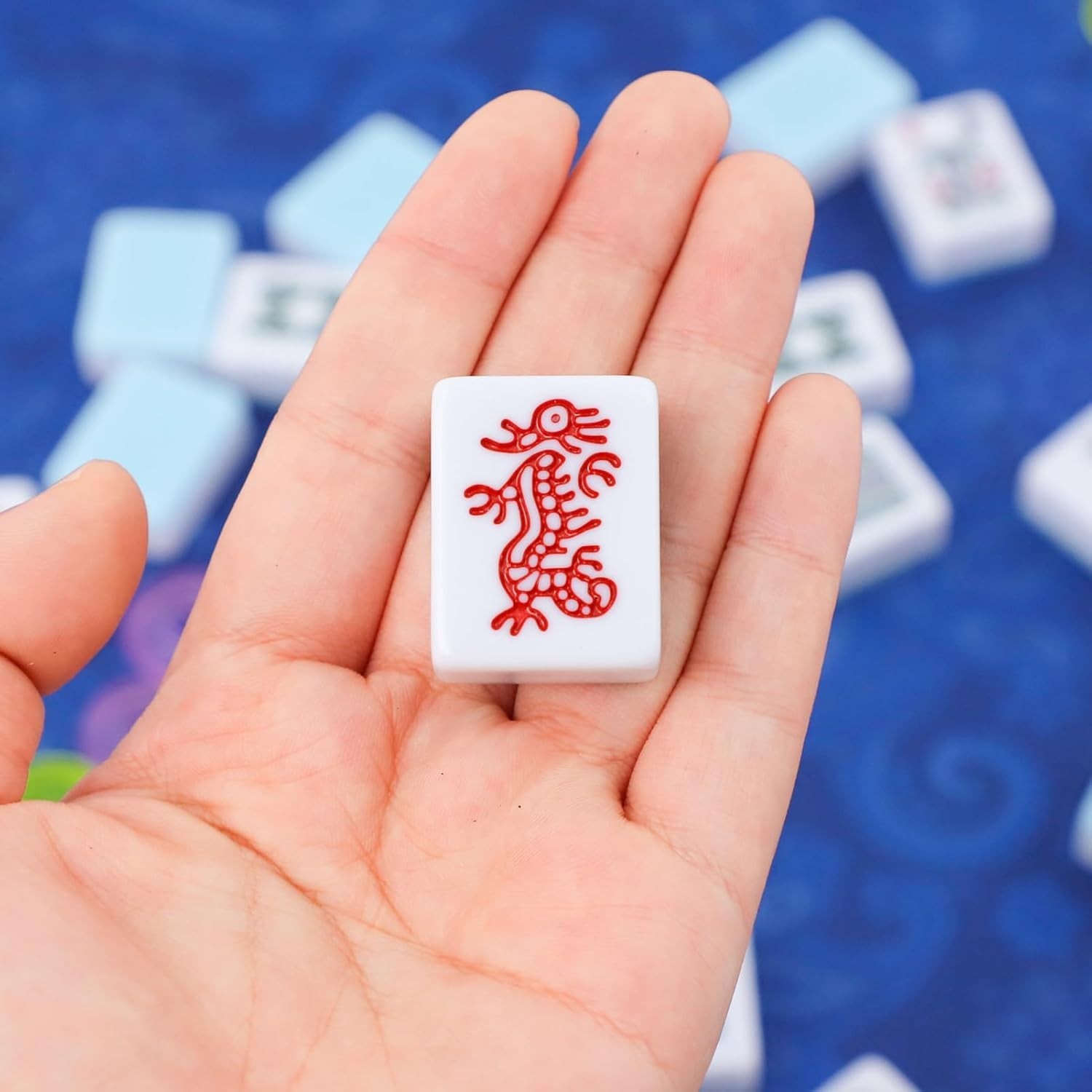 Complete American Mahjong Set with 166 Blue Tiles and Stylish Carrying Bag
