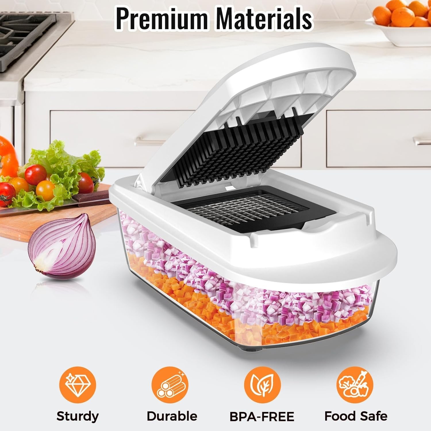 8-Blade Vegetable Chopper Mandoline Slicer with Container Onion Veggie Cutter Sa