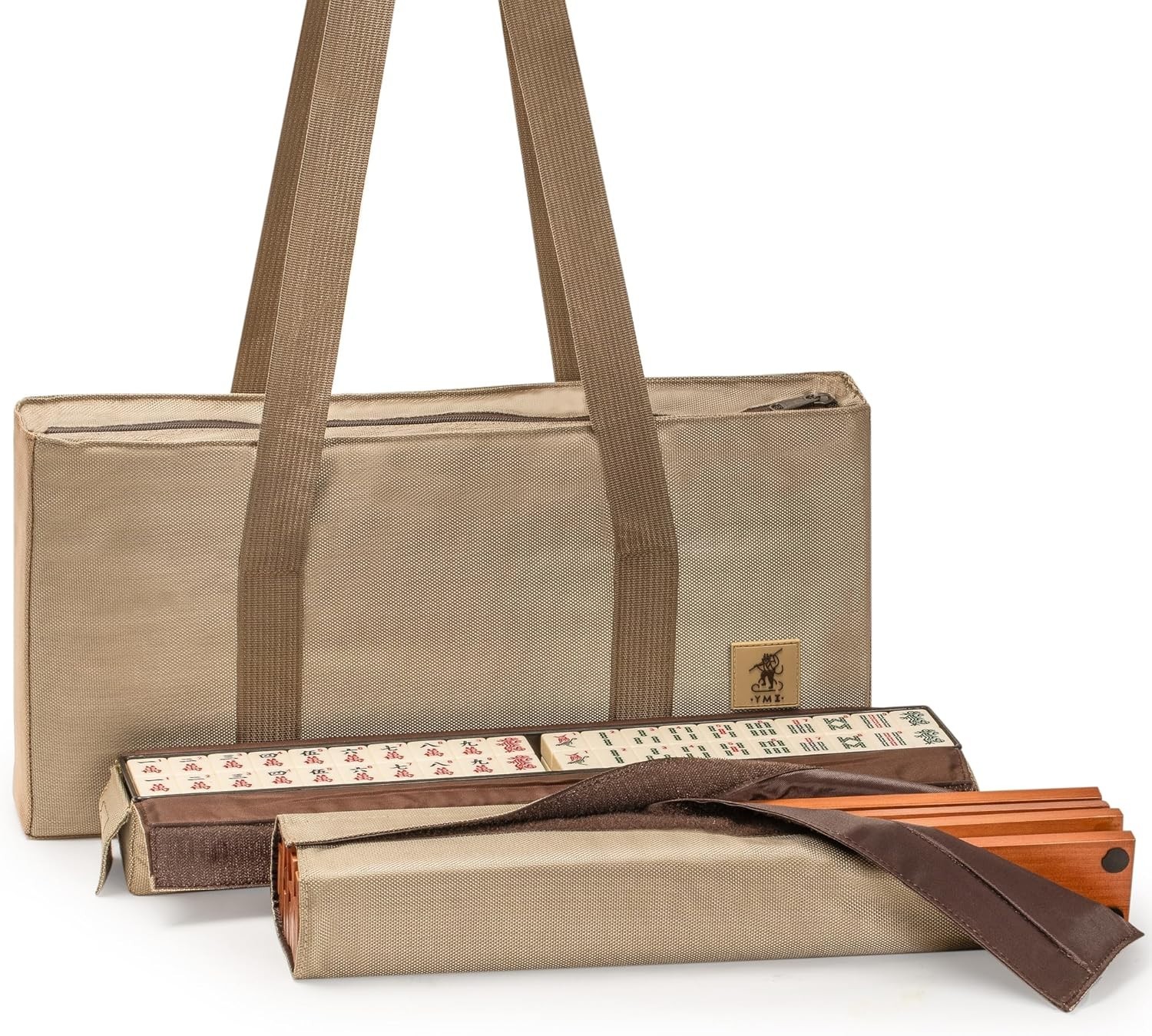 American Mahjong Set, Mojave Ivory with Brown Soft Case, All-in-One Racks wit…