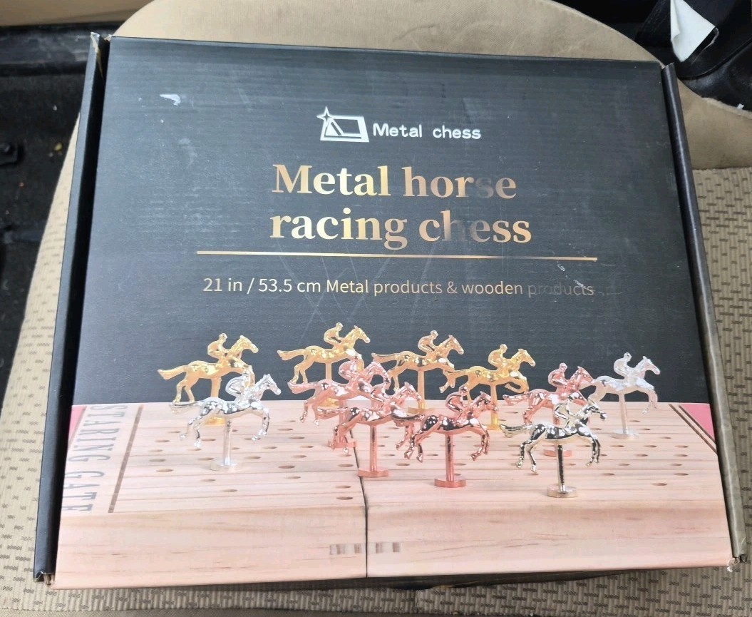 21 Inches Horse Racing Game, Horse Race Board Games with 11 Luxury Metal Horses