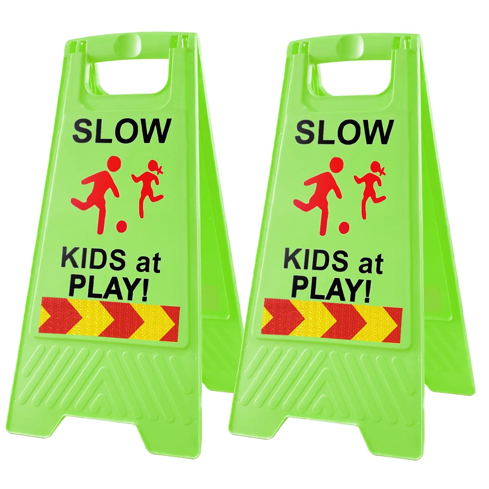 Slow Kids at Play Signs Double Sided Reflective Tape 2 Pack Green Street Text