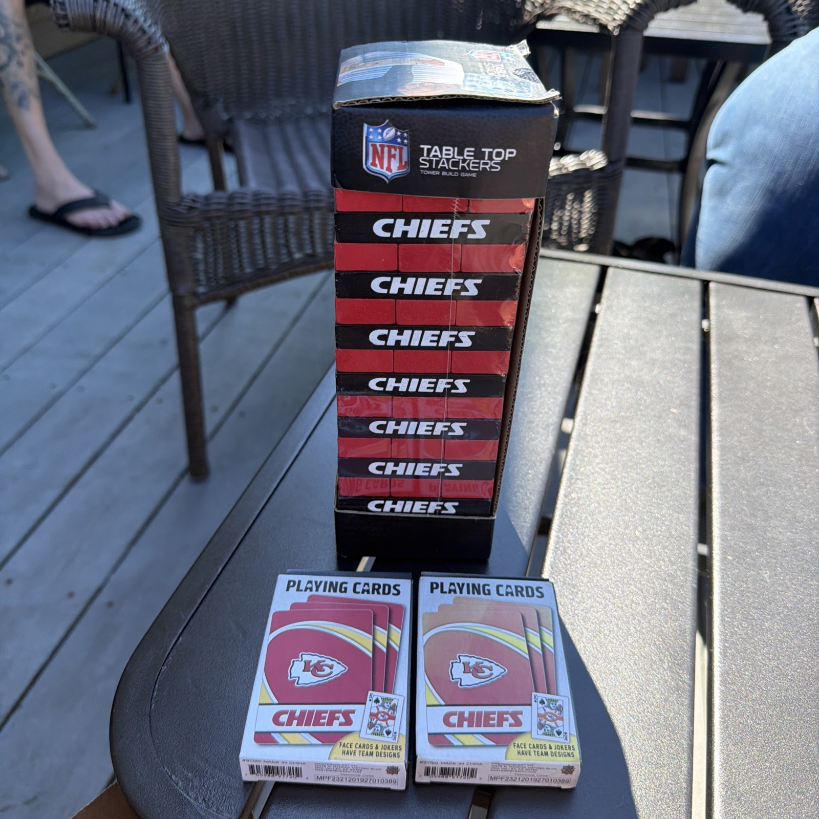 NFL Table Top Stackers Chiefs Wood Block Family Game Sports Theme w/cards