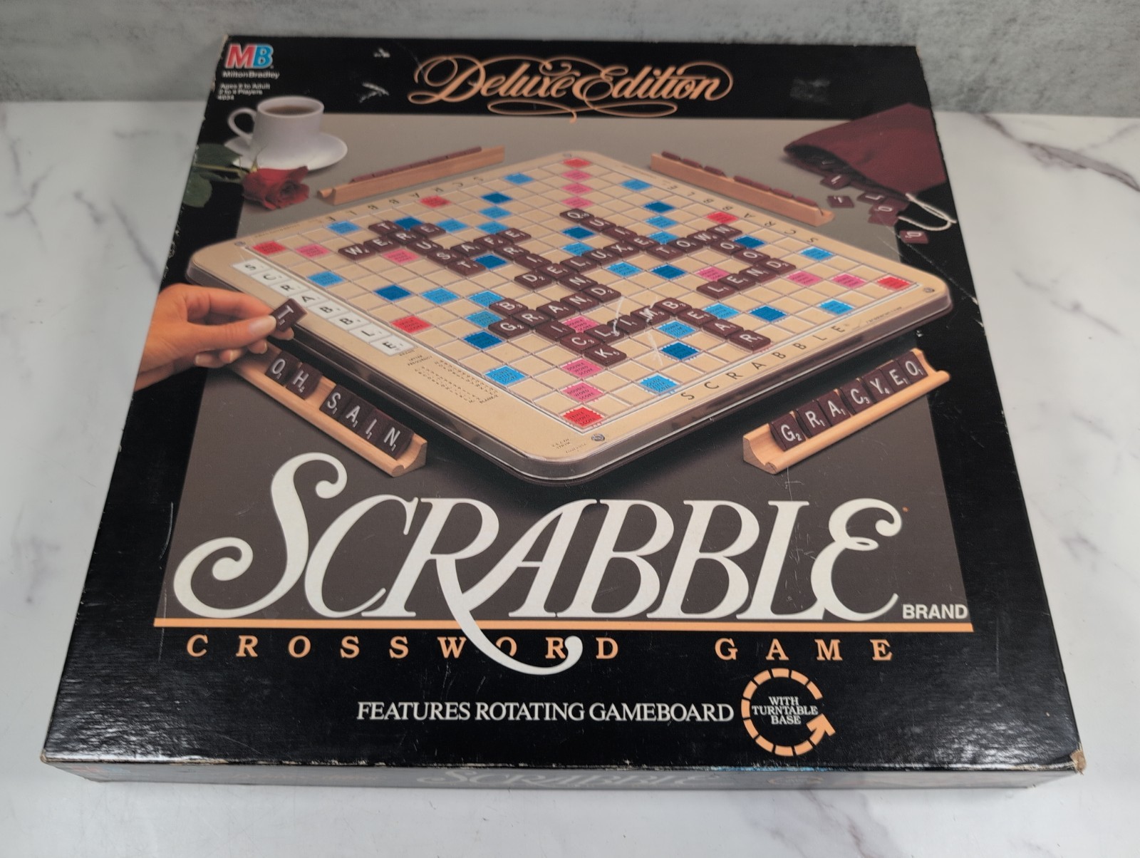 1989 Scrabble Deluxe Edition Turntable Board Game Milton Bradley #4034 Complete