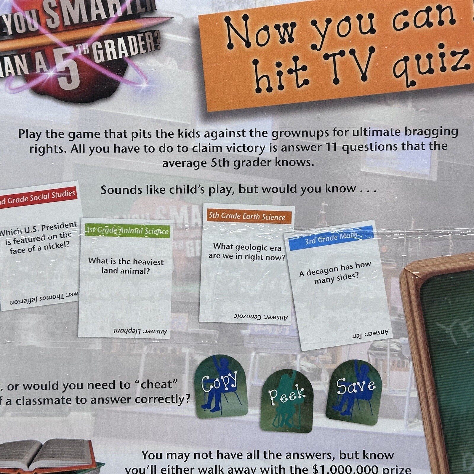 Are You Smarter Than A 5th Grader? Board Game 2007 Family Fun Ages 8+ School NEW