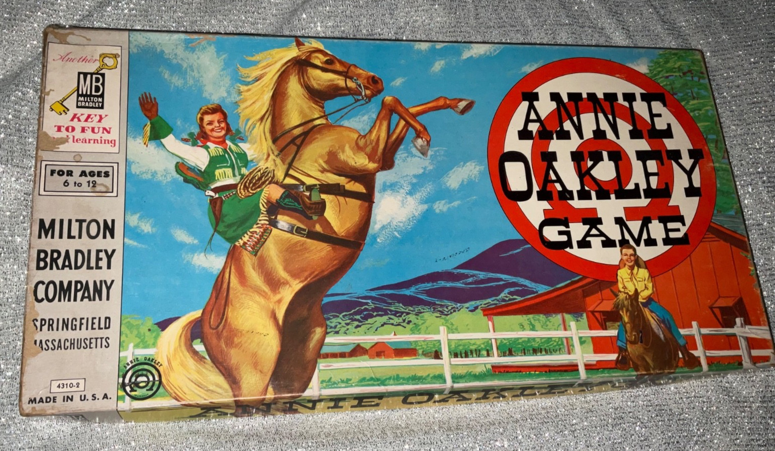 Vtg 4310-2 Annie Oakley Board Game Western Milton Bradley 100% Complete! See Pic