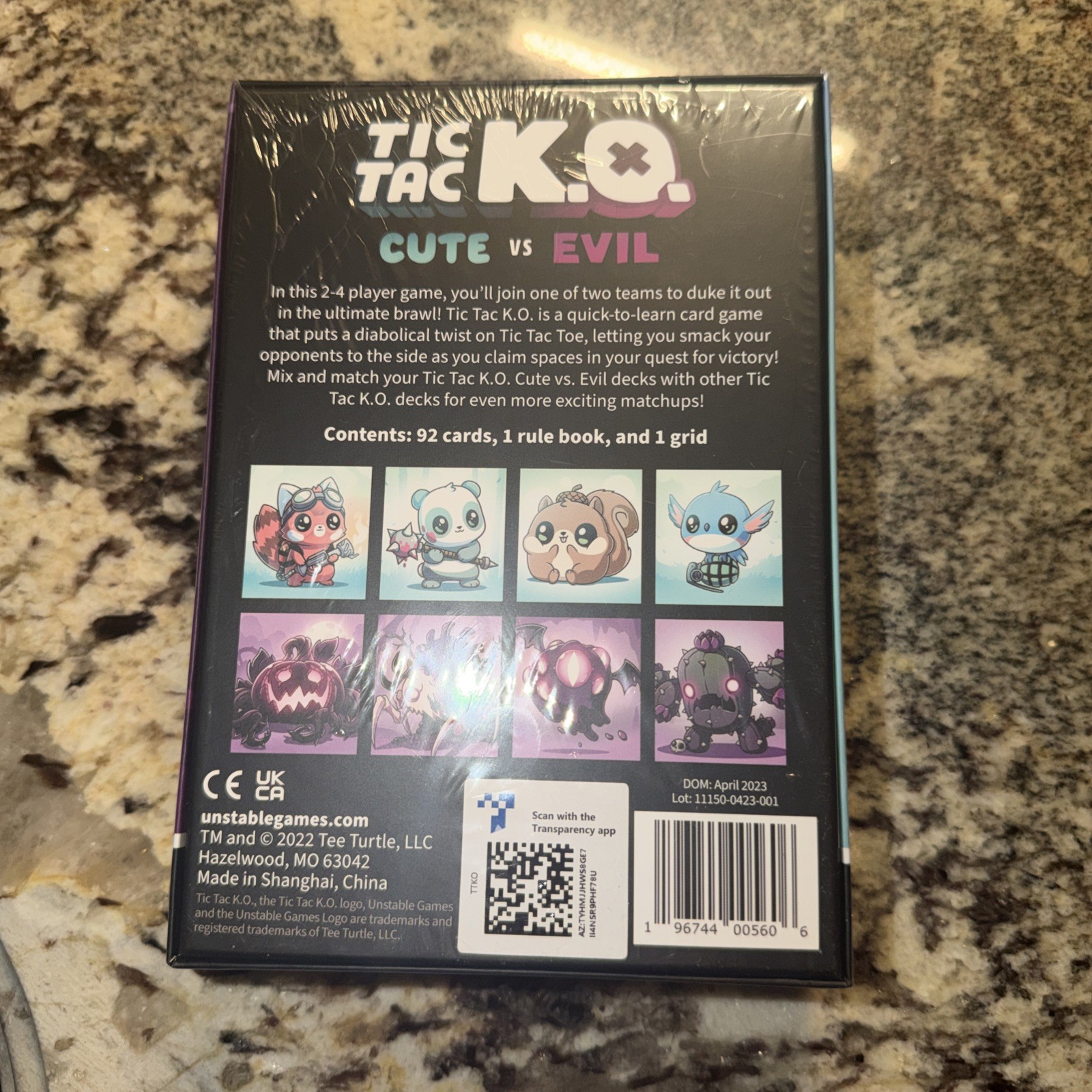 Tic Tac KO Cute vs Evil Card Game 8+ K.O. 2-4 Players Unstable Games